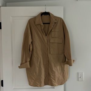 PrettyLittleThing Tan Shirt Dress